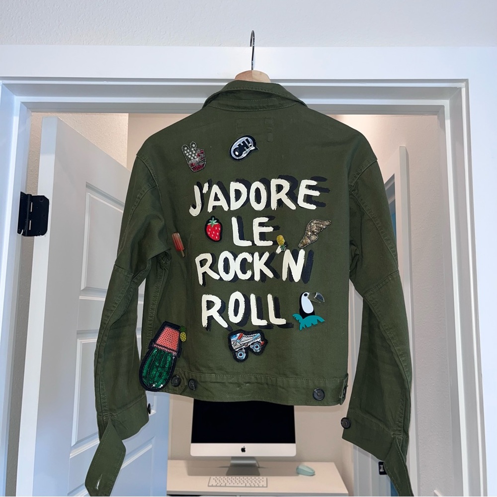 Olive Green Jacket with Patches